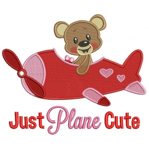 Just Plane Cute Little Boy Bear Filled Machine Embroidery Design Digitized Pattern